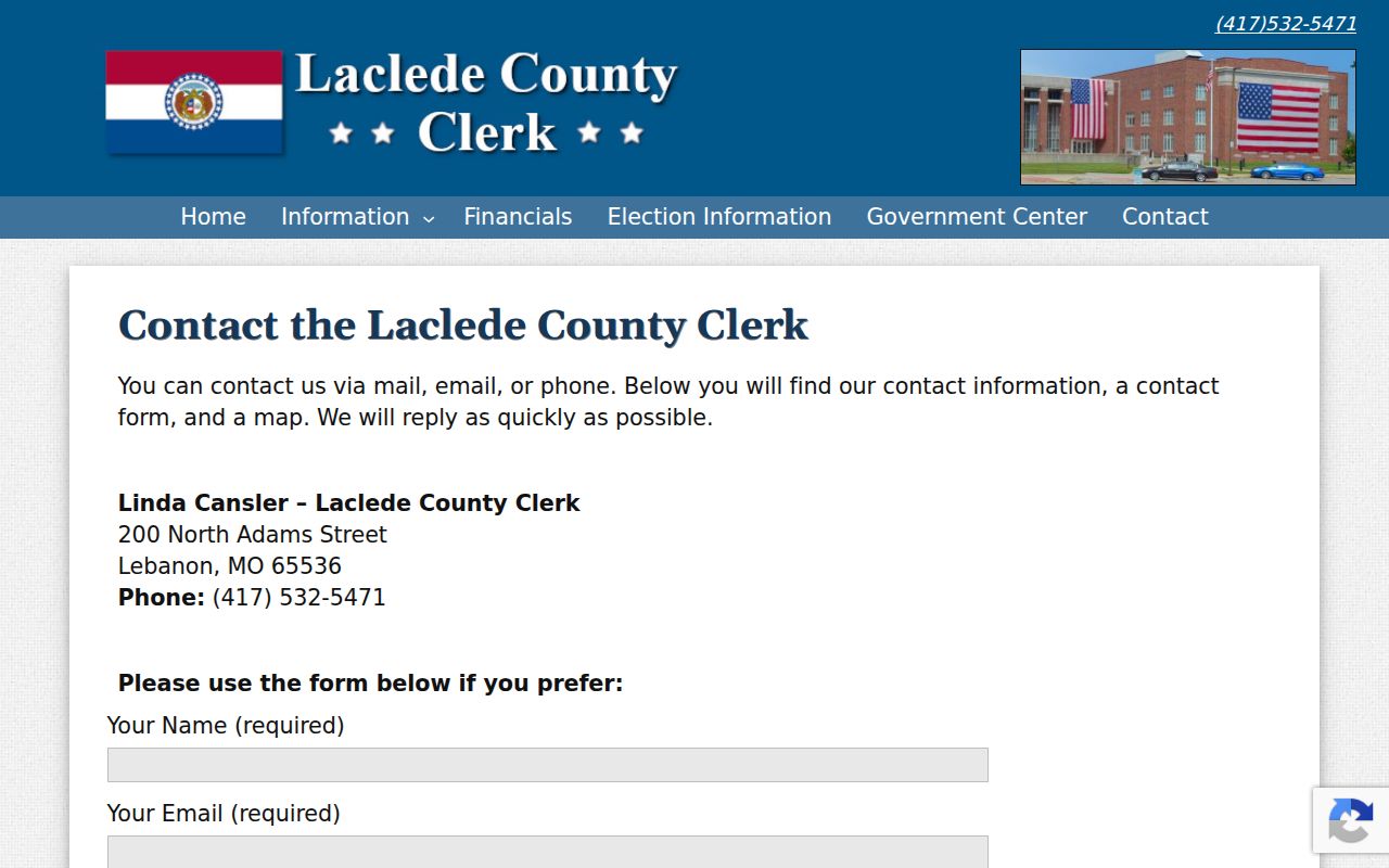 Laclede County court records reference for the county clerk contact page