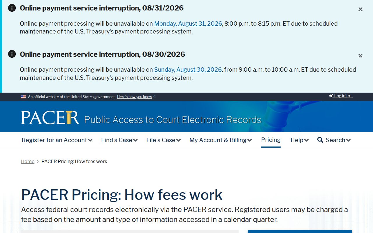 Phillipsburg court record PACER federal access