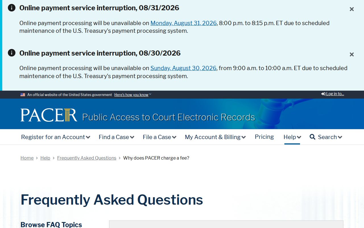 Phillipsburg court docket PACER federal record access